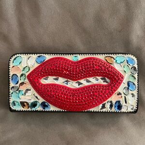 Crystal Embellished Lip Clutch